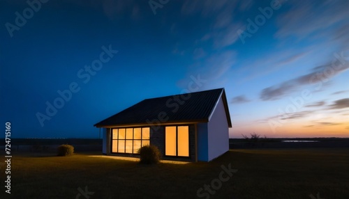 modern small house at the dusk with copy space
