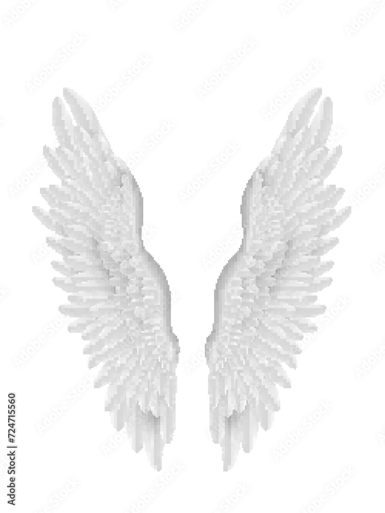 Fototapeta premium 3D Realistic Pair Of White Angel Style Wings
