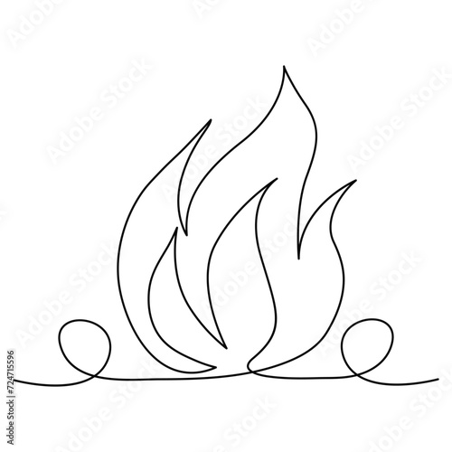 Continuous one line drawing of bonfire single line art vector illustration and Editable stroke.