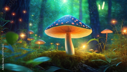 mushroom in the jungle glowing mushroom in the night background