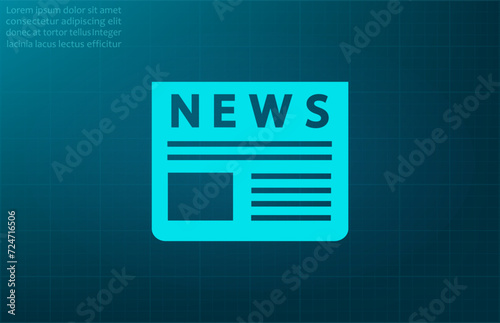 News chat, news symbol. Vector illustration on blue background. Eps 10.