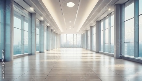 light blurred background the hall of an office or medical institution with panoramic windows and a perspective ai generative