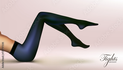 Legs In Blue Nylon Pantyhose. Tights Ad Template
