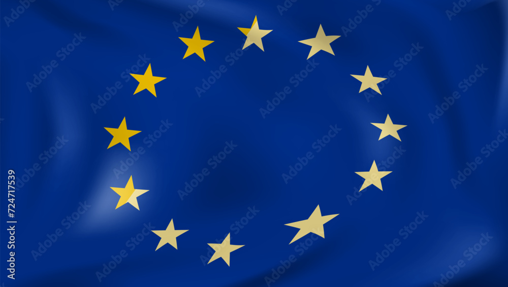 Waving In Wind Flag Of European Union On Pole Waving In Wind Flag Of European Union On Pole