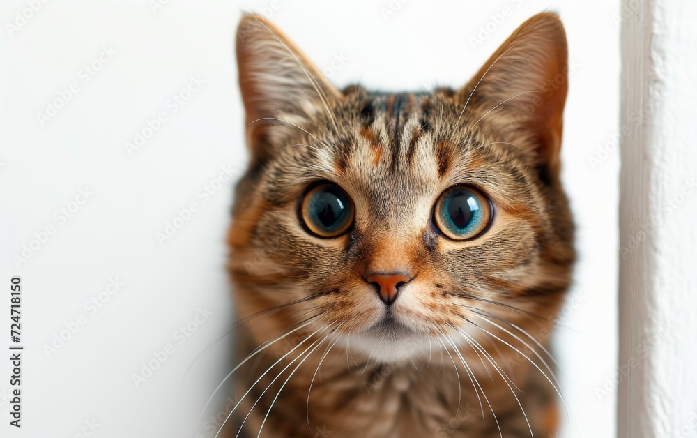 Portrait of a surprised cat.
