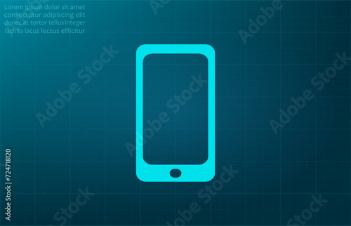 Smartphone symbol. Vector illustration on blue background. Eps 10.
