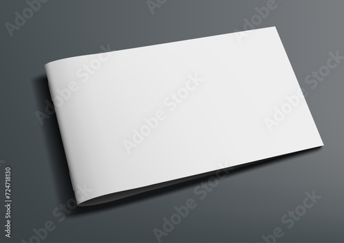 3D Blank Landscape Brochure Or Magazine On Gray
