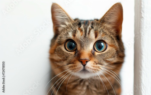 Portrait of a surprised cat.