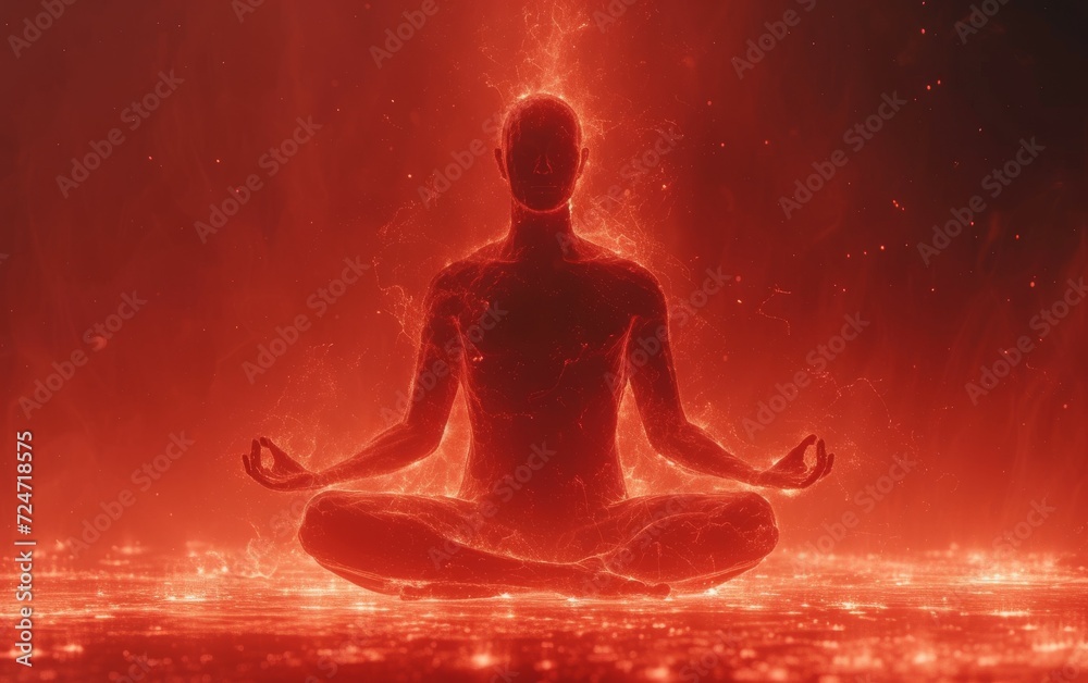 A spirally swirling energy field around a meditating person.