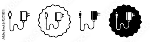 Charger set in black and white color. Charger simple flat icon vector