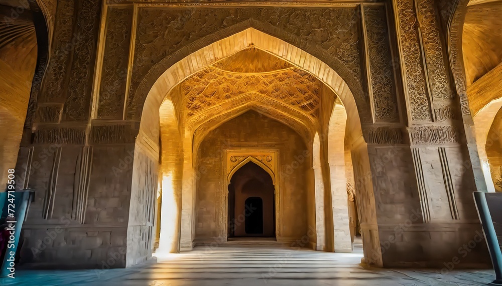 close up of entrance to the sultanhani caravansary with beautiful aiwain element