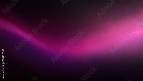 purple pink glowing blurred abstract gradient wave on black background grainy noise texture banner copy space