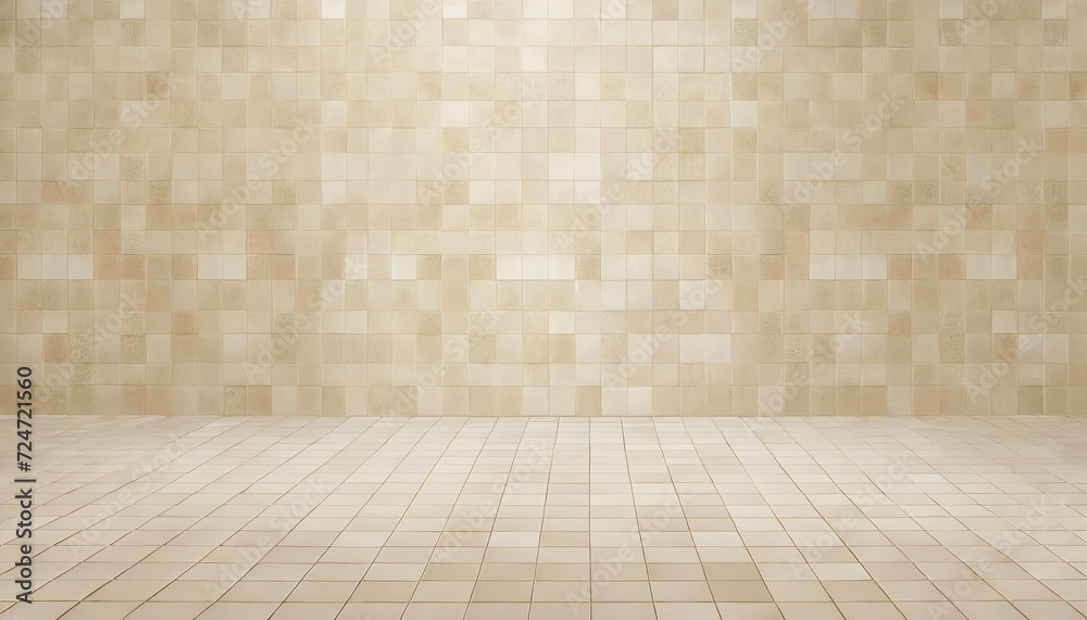 cream light ceramic wall chequered and floor tiles mosaic background in bathroom