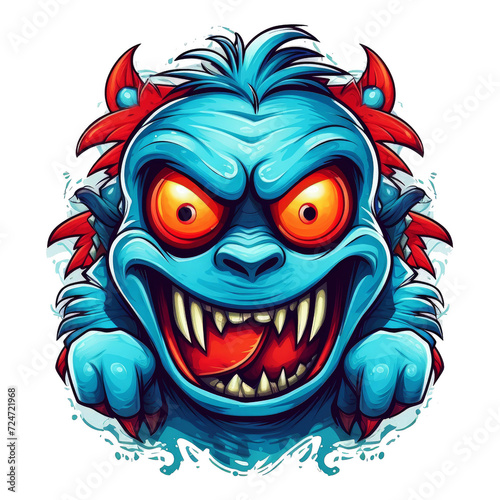 Scary monster alien design cartoon. Scary monster ghost game character.