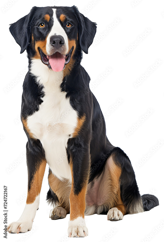 Appenzeller Sennenhund dog, full body.