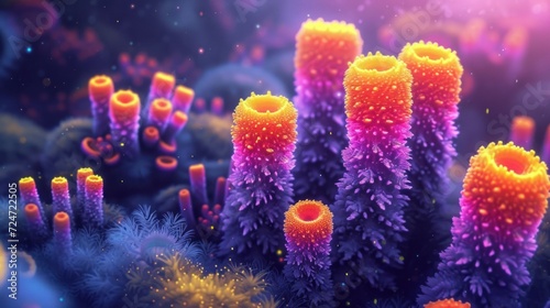 A beautiful fluorescent abstract organic micro alien organism
