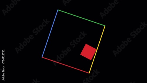 Square moving inside square. Loopable 2d animation video. Motion graphics with alpha channel.