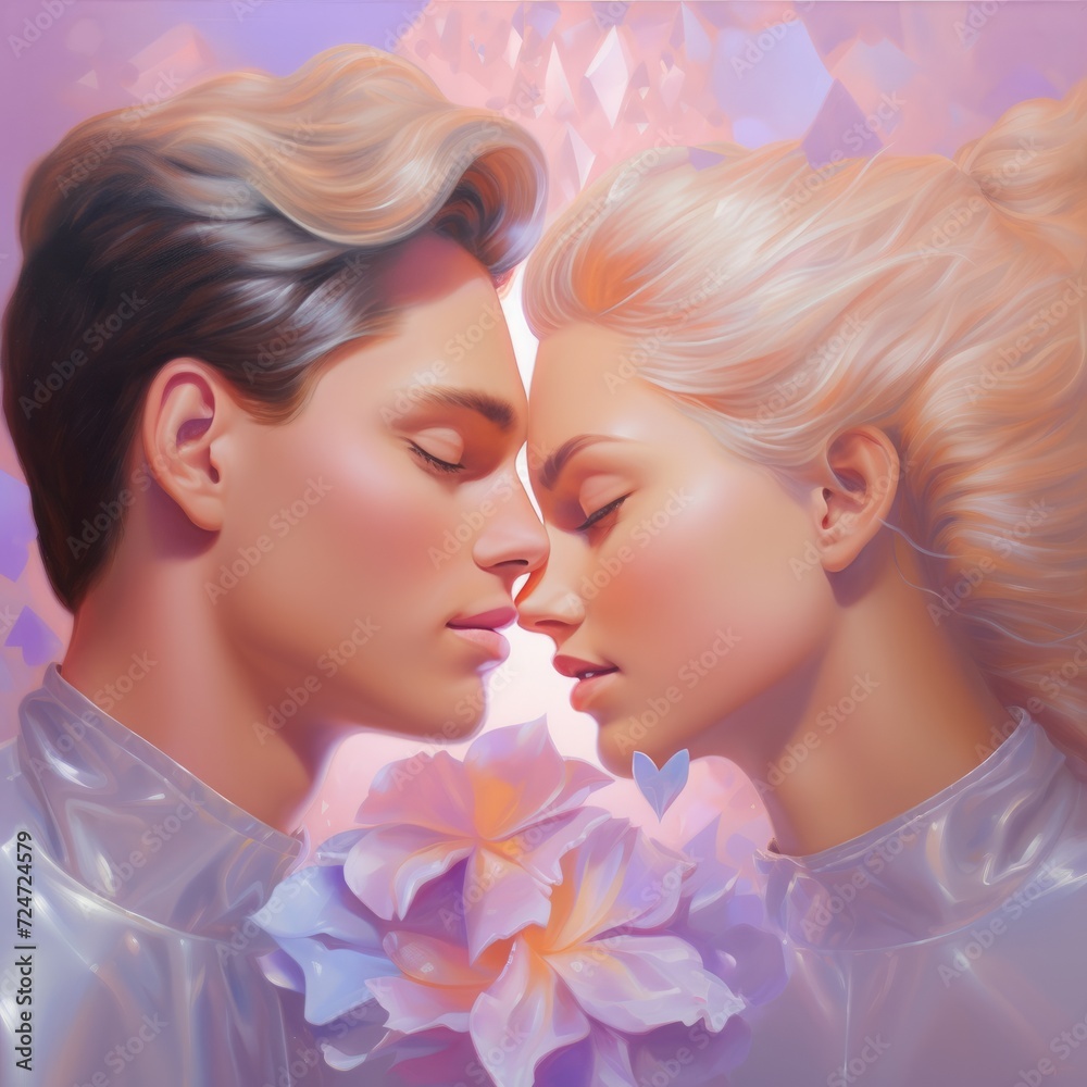 Obraz premium Tender Couple Embrace in Ethereal Dreamscape