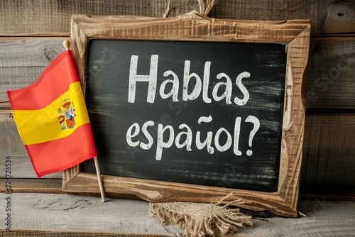 blackboard with a text written do you speak spanish? © Jorge Ferreiro