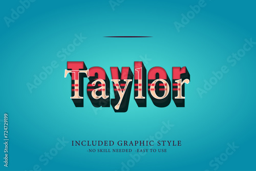 Classic Retro 3D Editable Text Effects, Vintage Typography, Logo Mockup, Title Poster and Graphic Style Template. photo