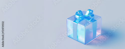 A 3D gift icon. Present voucher certificate background concept.