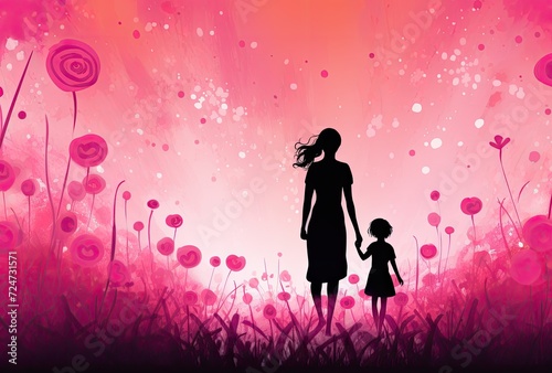 .A heartwarming Mother's Day background featuring a mother and daughter, with ample copy space for text.
