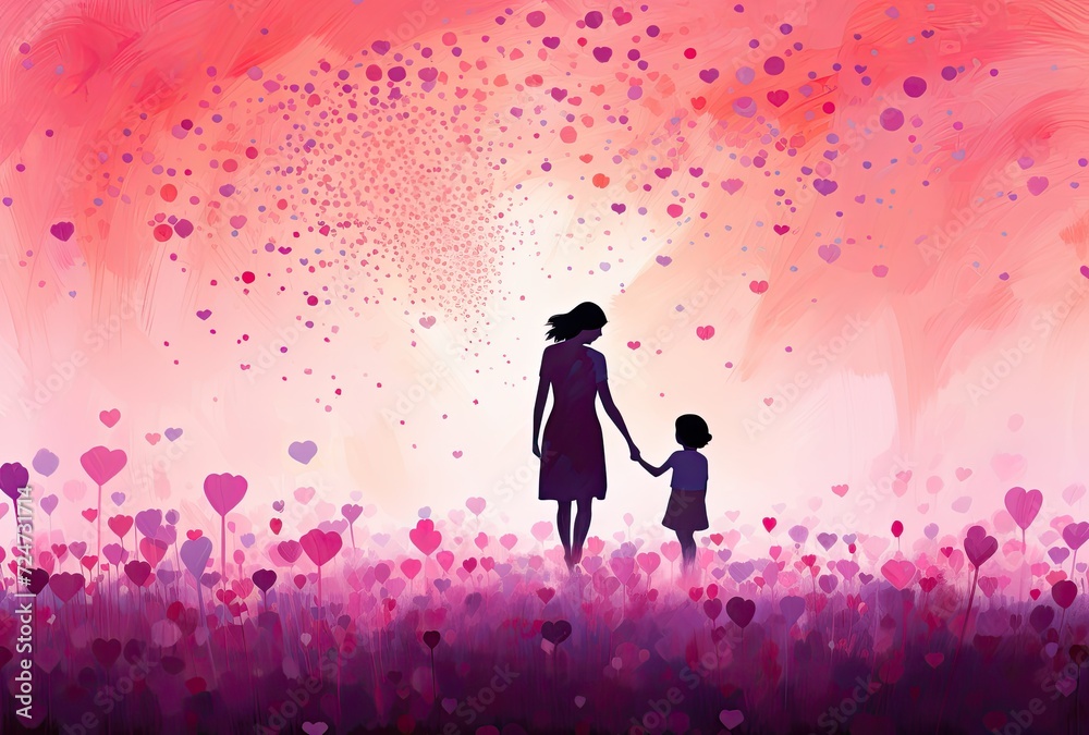 .A heartwarming Mother's Day background featuring a mother and daughter, with ample copy space for text. .A heartwarming Mother's Day background featuring a mother and daughter, with ample copy space for text.