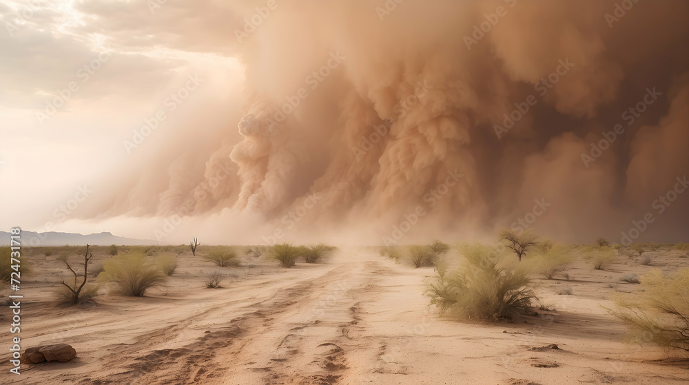 landscape sand storm in the desert