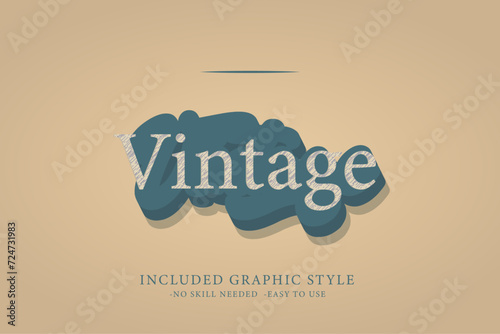 Classic Retro 3D Editable Text Effects, Vintage Typography, Logo Mockup, Title Poster and Graphic Style Template. photo