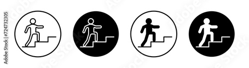 Man climbing flat line icon set. Man climbing Thin line illustration vector