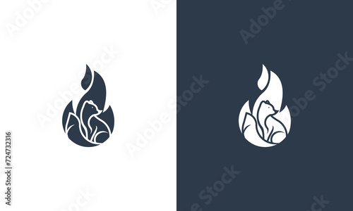 fire wolf logo design vector	