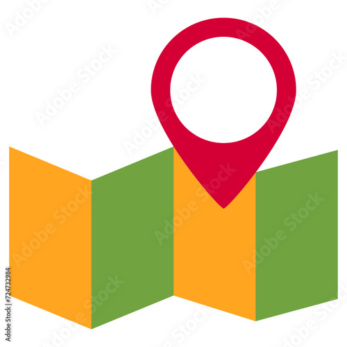 Paper map with pin icon, flat design style icon, colour icon vector illustration. Free Download Paper map with pin icon, flat design style icon, colour icon vector illustration. - GFXLoad
