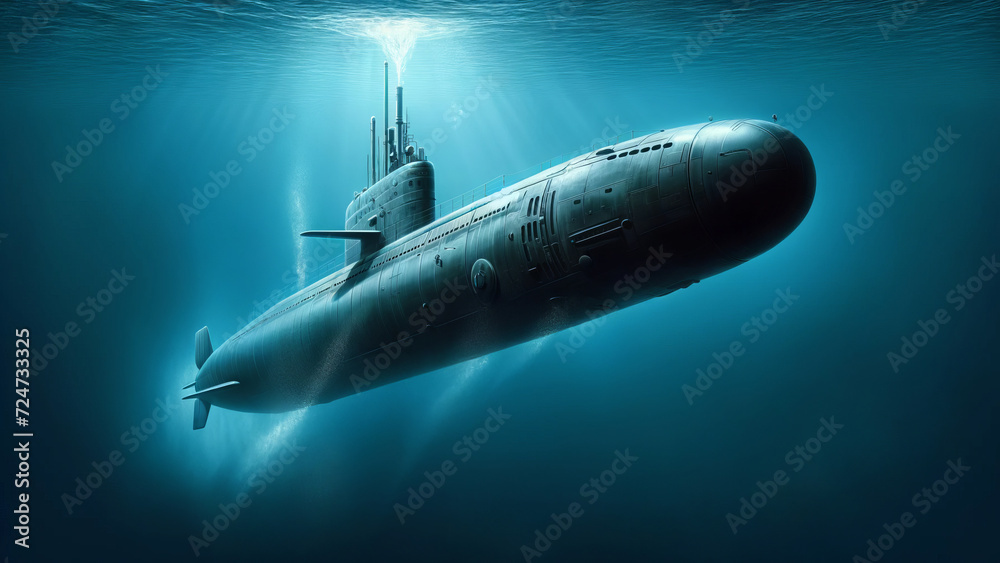 Fototapeta premium Stealth Submarine in Deep Sea Patrol Operation