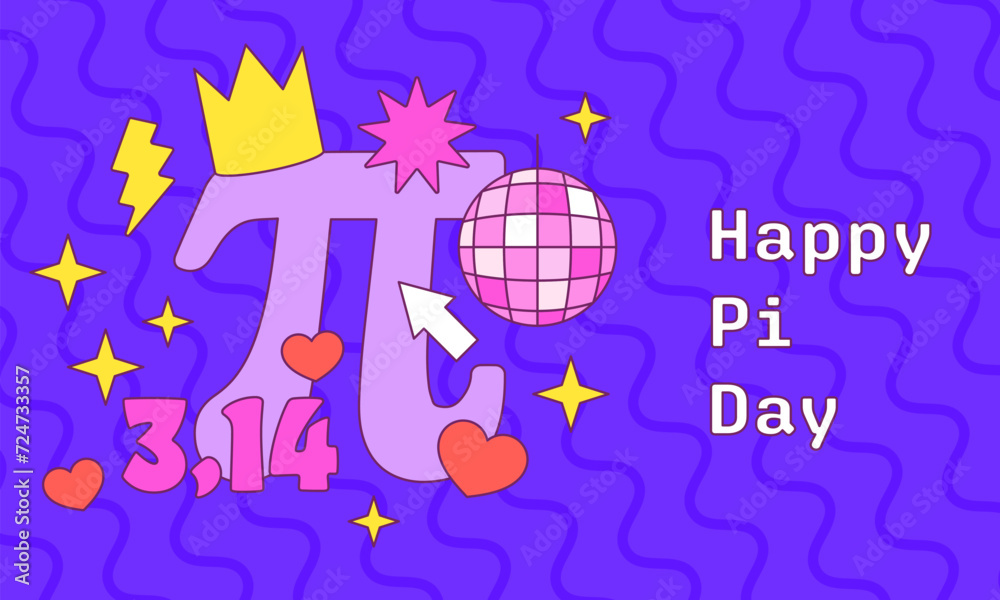 Happy Pi Day! Celebrate Pi Day. Mathematical constant. March 14th. 3.14. Ratio of a circles circumference to its diameter. Constant number. 90s style