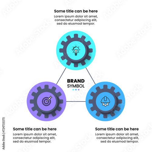 Infographic template. 3 connected gears in a loop