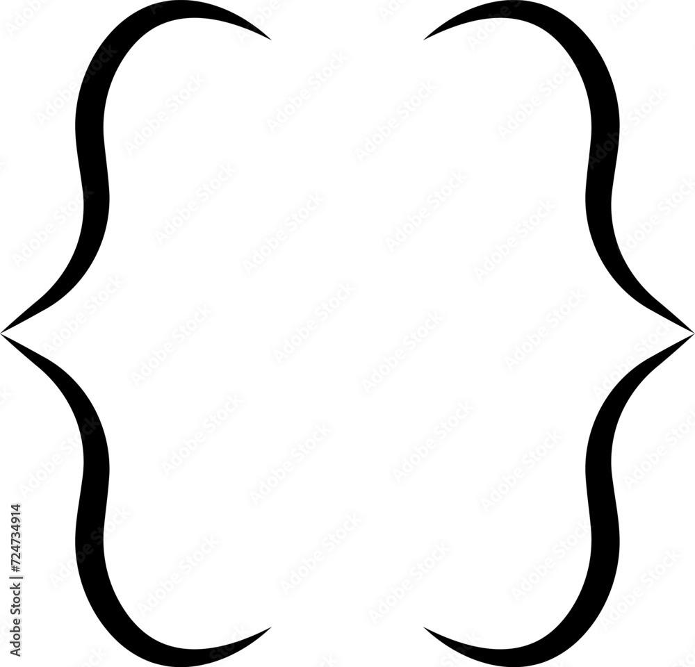 Curly braces, double symmetric brackets. Vector Typography symbols pair, frames for punctuation, maths, elements sign for text quote, mathematics.