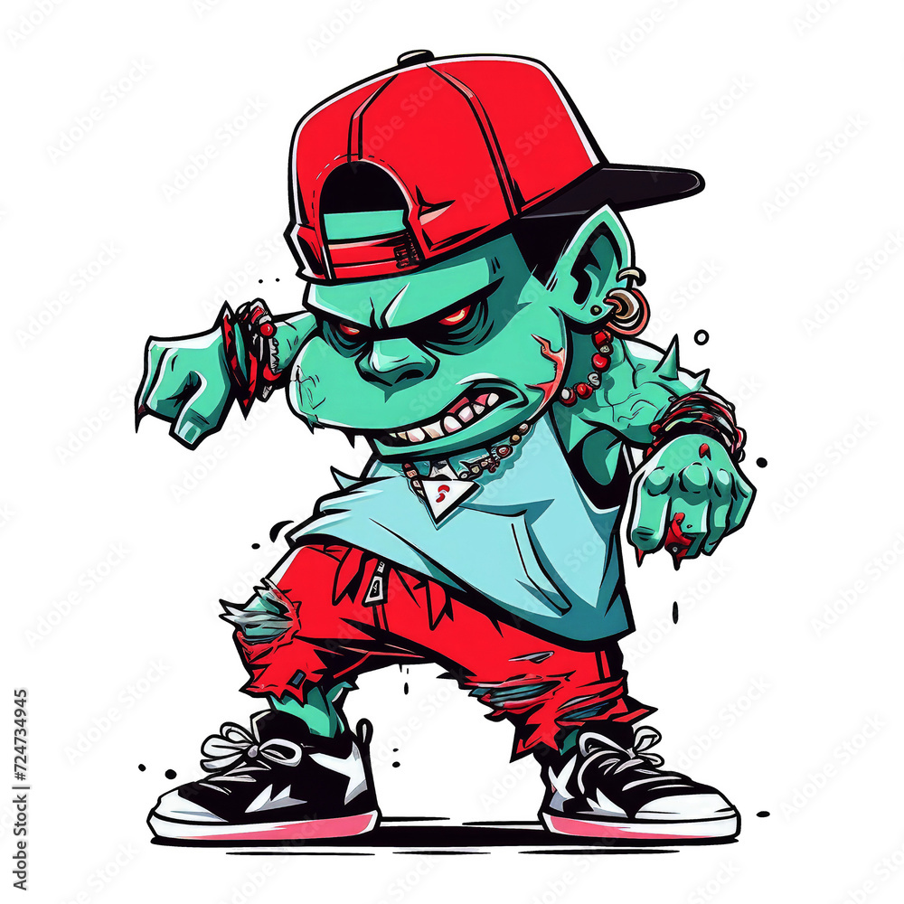 Orc hiphop cartoon character. Stylish orc monster design generative ai Orc hiphop cartoon character. Stylish orc monster design generative ai