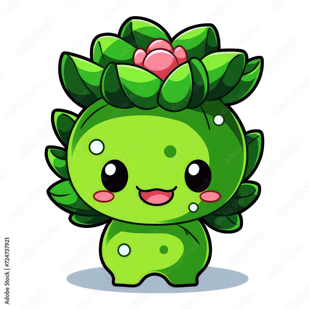 Fototapeta premium Cute monster plant cartoon generative ai. Plant monster game character