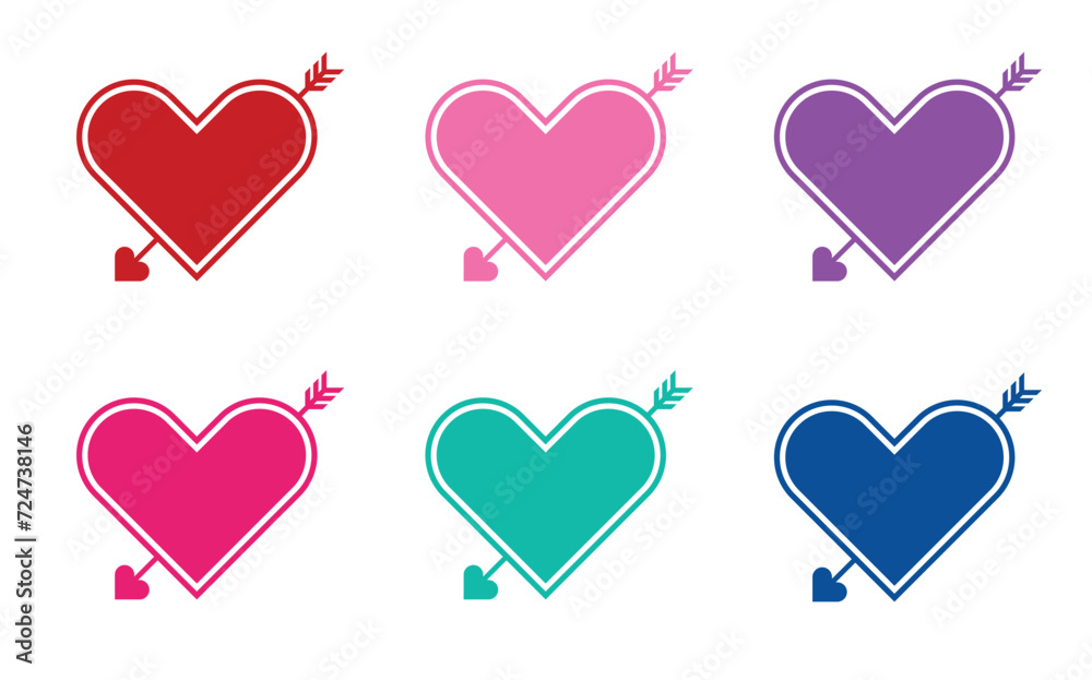Heart and Cupid arrow. Symbol of love. Vector icon.