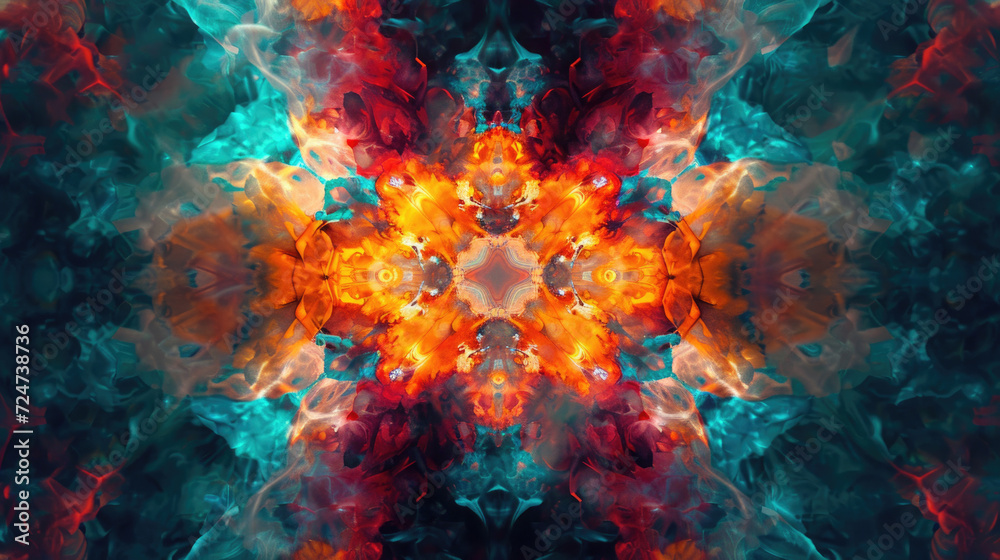 abstract background with kaleidoscope,colored floral fictional