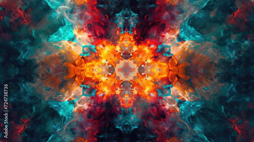 abstract background with kaleidoscope colored floral fictional