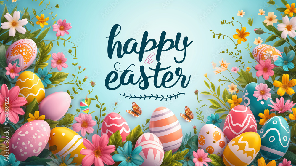 Banner with text happy easter