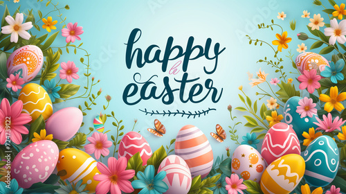 Banner with text happy easter