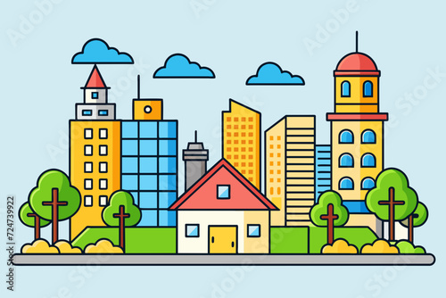 beautiful vector future city art town hail urban metropolis streets cartoon modern