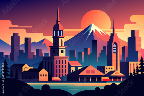 beautiful vector future city art town hail urban metropolis streets cartoon modern