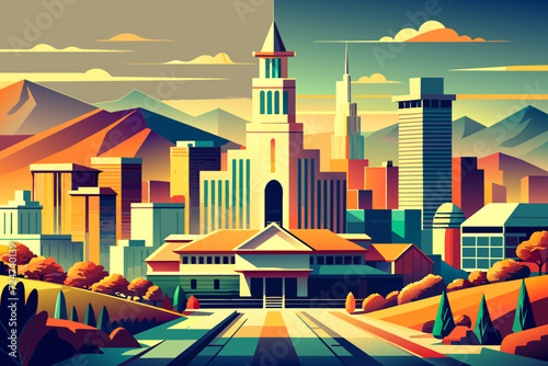 beautiful vector future city art town hail urban metropolis streets cartoon modern