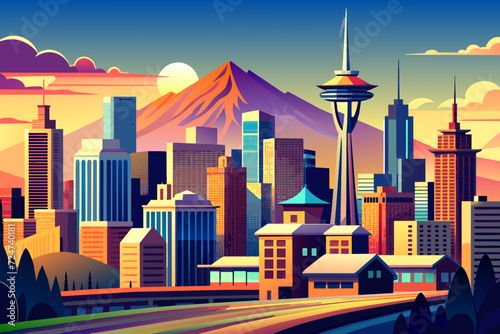 beautiful vector future city art town hail urban metropolis streets cartoon modern