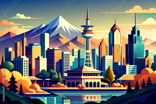 beautiful vector future city art town hail urban metropolis streets cartoon modern