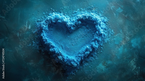  a heart shaped blue substance floating on top of a body of water with a wave coming out of the top of it in the shape of the shape of a heart.