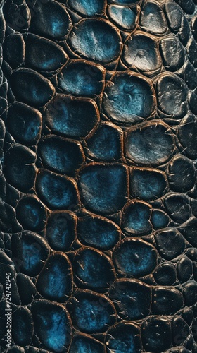 Close-up of dark blue reptile skin texture.